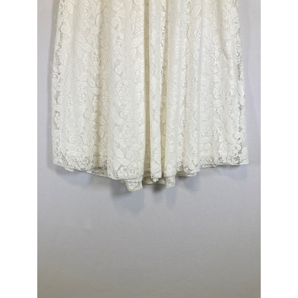 Boho Romantic LuLaRoe Women Medium White Floral Lace Maxi Skirt Gold Waistband - Picture 9 of 11